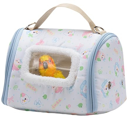 Doiyislem Bird Carrier Travel Cage - Warm Parrot Transport Box with Window,Wild Bird Carrier,for Hiking Camping Parakeet Conure Cockatiel Canary African Grey Lovebird
