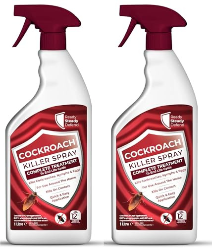 Cockroach Killer Spray - 2 x 1L | Triple-Action Cockroach Repellent | Instant Spot Treatment | Kills Adults, Eggs & Nymphs, Safe for Household Use | Offers Long-Lasting Protection | Kills on Contact