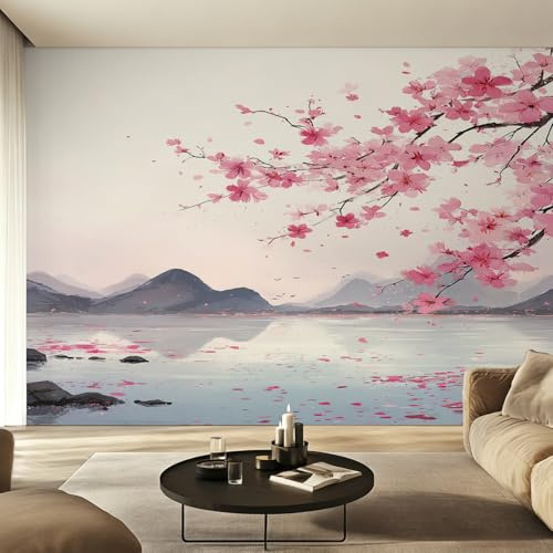 Générique Papier Peint Panoramique Fleur de Cerisier 250x175, Tapisserie Murales Papier Peint Japonais Asiatique Oriental Décoration Murale Salon, Intissé Wallpaper W33