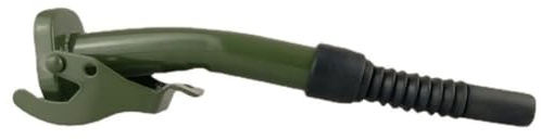 Auratrove Beccuccio in metallo verde oliva per tanica da 20 litri di benzina, diesel, ugello flessibile da 26 cm, con setaccio integrato per un riempimento pulito