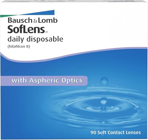 SofLens Daily Disposable, Tageslinsen, 90 Stück, -5,00 Dpt | Bausch + Lomb Kontaktlinsen, Sphärische Tageslinsen, Hydrogel-Kontaktlinsen, Einfache Handhabung, BC 8.6 mm, DIA 14.2 mm