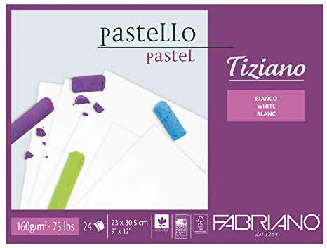 Honsell 46423305 Fabriano Tiziano - Blocco pastello, 23,0 x 30,5 cm, 24 fogli, 160 g/m², ad alta tenuta, senza acidi e resistente all'invecchiamento, superficie ruvida
