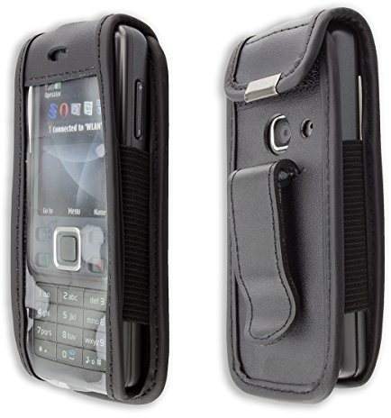 caseroxx Ledertasche mit Gürtelclip für Nokia 6300 in schwarz – robuste Handy-Tasche mit Sichtfenster & Gürtelclip aus Echtleder, ideal für Beruf, Freizeit, Outdoor & sicheren Transport