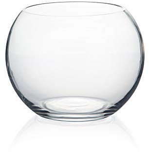 WGV Bowl Glass Vase, Diameter 6, Height 5, Open Width 3.6, Clear Bubble Vase, Plant Container, Fish Bowl for Wedding Party Event, Home Office Decor, 1 Piece