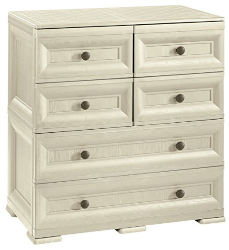 Tontarelli S.p.A. CASSETTIERA 4 CASS. Piccoli, 2 Grandi Mobile Contenitore, Angora, 79x47x85.5 cm