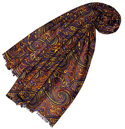 Lorenzo Cana - Luxus Designer Schal Schaltuch aus Baumwolle mit Seide aufwändig bedruckt Paisley Muster Marken Tuch Schaltuch 70 x 190 cm