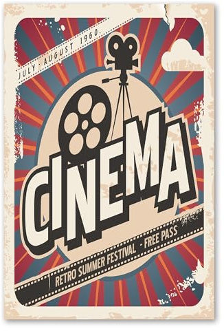 Postereck - 0478 - Cartel Vintage de Cine de Hollywood – Impresión Lámina Arte de Pared, Decoración Cine Retro, Tipografía - Poster - 4:3 81,0 cm x 61,0 cm