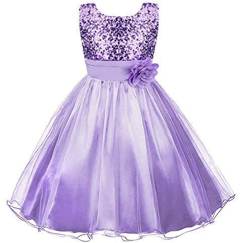 Discoball Fille Robe Princesse éclat Voile Fleur fête Anniversaire Mariage Demoiselle d 'Honneur Robe 3-12 Ans