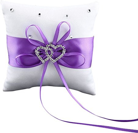 Yosemite - Cojín para anillo de boda (10 x 10 cm), diseño de corazones 10 cm x 10 cm morado