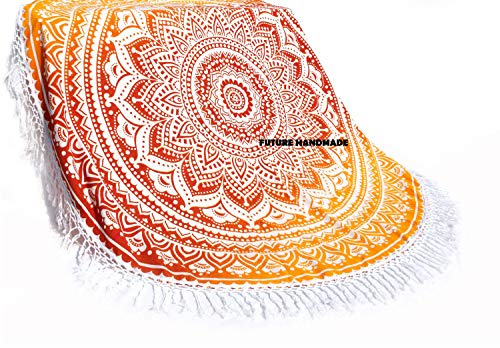 FUTURE HANDMADE 72'' Pouce Grand citron Ombre Hippie Rond Mandala Tapisserie Roundie Décor murale Tapis de plage Hippie Jeter Tapisserie Accueil Décor Couvre-lit