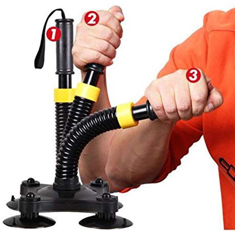 Handgelenk- und Krafttrainer, Handgreifer-Set, Power-Stahl, Armfederstruktur, Widerstand, Sportzubehör, Muskelausrüstung, Fitness, Wrestling, starkes Handgelenk (schwarz)