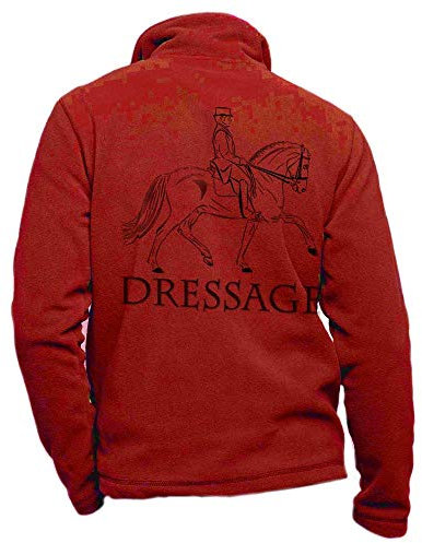 Reiterjacke aus Fleece, Rot, personalisierbar, mit Pferd, Größe M
