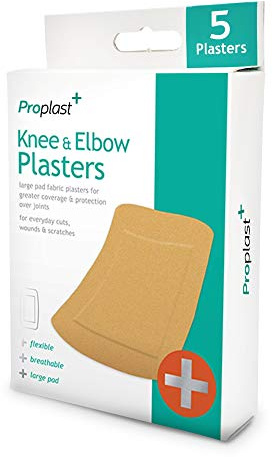 Proplast Knee and Elbow Fabric Plasters - Large Plaster Tape, 5 Plasters