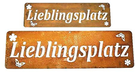 1 Stück Gartendeko Schild Wandschild Wanddekoration Wandtafel Lieblingsplatz Metall Rost Deko 50cmx15cm