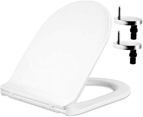 Modern D-Shape Slim Toilet Seat with Mute Soft Close Seat Cover & Quick-Release with ONE Push Button Easy Top Fix Blind Hole Slim Luxury Design by AAN®