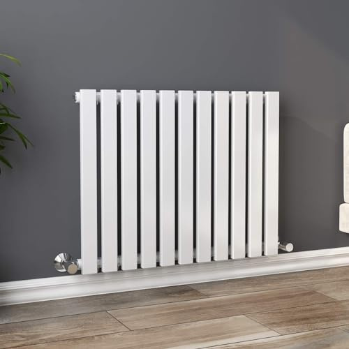 Warmehaus 600 x 760mm White Horizontal Radiator Single Rectangular Panel | Modern Central Heating Wall Radiator, Perfect for Bathroom Kitchen Living Room, Designer Radiators, Flat Panel Radiator