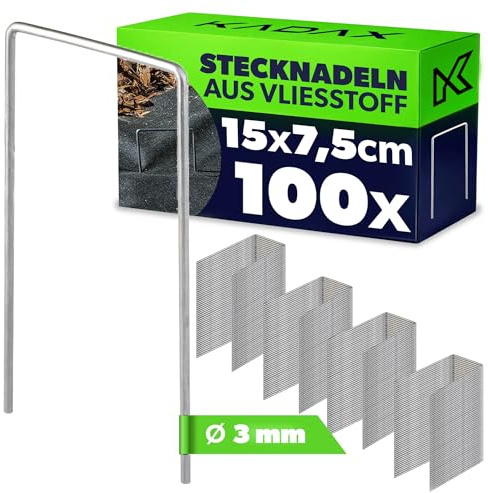 KADAX Ancrage au Sol en Acier, Lot de Piquets d'ancrage en Forme de U, Agrafes de Jardin, Piquets de Fixation, Toison De Mauvaises Herbes (100, 7,5 x 15 cm)