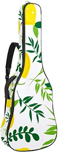 Gitarrentasche mit Reißverschluss, wasserdicht, weich, für Bassgitarre, Akustik- und klassische Folk-Gitarre, Gelb / Zitrone (4)
