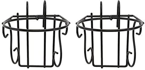 Cabilock 2 Pièces Cintre De Pot De Fleur Support De Bague De Pot De Fleur Mural Jardinières De Clôture en Métal Orchidée Mangeoire pour Les Oiseaux Revêtement Anti-Rouille Tomber par Terre