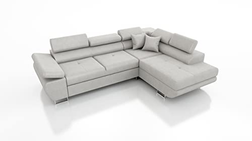 Robin Inspire Saturn Premium Ecksofa Schlaffunktion Bettkasten Verstellbare Kopfstützen Kissen Sofa L-Form Schlafsofa Freistehende Eckcouch Schlafcouch Wohnzimmermöbel Wohnlandschaft Kingston-Stoff