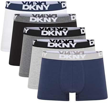 DKNY Hombres Bañador Gris/Negro/Azul Marino/Gris Oscuro/Blanco Paquete de 5 Medio
