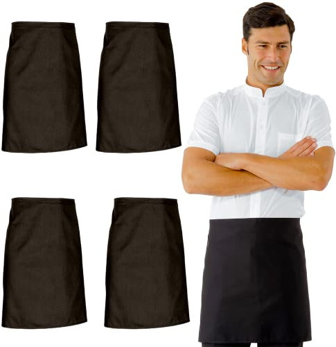 Ristohouse 5 Grembiuli da Cuoco Unisex con e senza Pettorina, per il lavoro, cuoco, pasticceri, pizzaioli (NERO 60x70 cm)