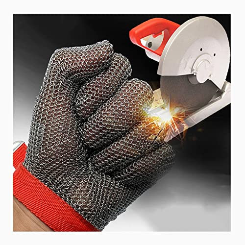 BCPPO Kettenhandschuh Anti-Schnitt-Handschuhe aus Metall Kettenhemd-Handschuhe, Sicherheitshandschuhe for Schneiden von Glas, stichfeste Handschuhe, verstellbare Handschlaufe (Size : 1PCS/M)