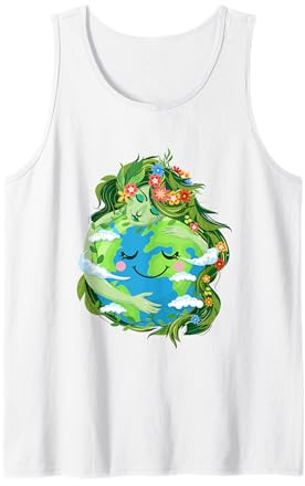 Cute Green Mother Gaia Save Our Planet Earth Day Women Girl Tank Top