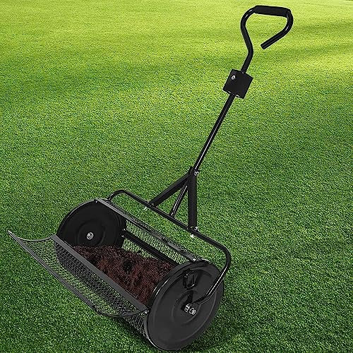 24 Kompoststreuer,Torfmoosstreuer Mit T Griff, Gartenstreuer Rasendünger Handstreuer Komposter Metall Düngerstreuer für Rasen und Garte, Black