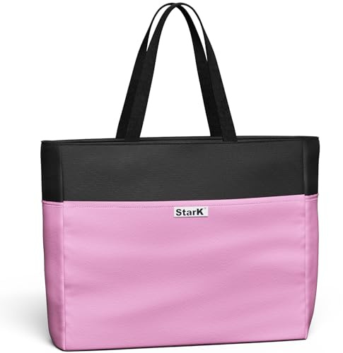 StarK Strandtasche mit Reißverschluss - Faltbare Badetasche XXL für Familie - Wasserabweisende Saunatasche mit verschließbarem Innenfach - 50 Liter Beach Bag
