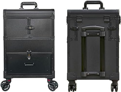 Kosmetikkoffer Pilotenkoffer Beauty Case Reisetrolley Friseurkoffer Kosmetik Trolley, Kosmetikkoffer Mit Rollen, Kosmetikkoffer Alu Beauty Case, Kosmetikkoffer Mit Schubladen,Schwarz 1 Stück (Color :