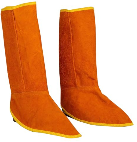 Schweißgamaschen aus Rindsleder, 1Paar schwer entflammbare Schuhüberzüge, Schutzgamaschen für Schweißer-Arbeitsschuhe, Fußabdeckung für Schweißer-Arbeitsschuhe, flammhemmender Fußschutz für Schweißer