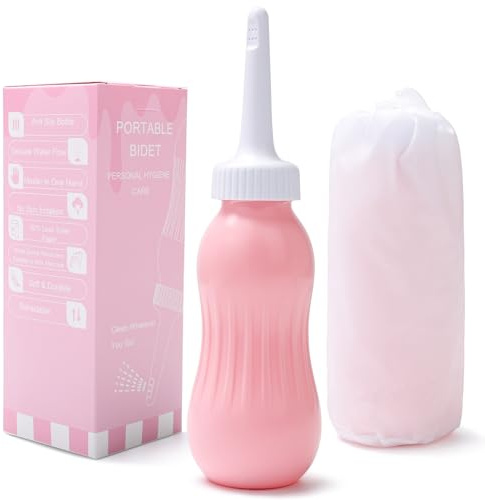 YEAUPE PRO Bidet Portable 500ml, Douche intime périnée, Personal bidet, wc portable à partir, Bidet remplace les lingettes humides et la douche-WC, Bidet de voyage mobile avec sac, rose