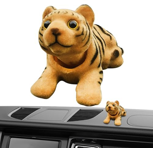 ulapithi Wackelkopf-Tiger, Auto-Armaturenbrett-Dekoration | Wackelkopf-Figur „Glückstiger mit schüttelndem Kopf“,Glücklicher Tiger mit schüttelndem Kopf, Kunstharz-Tiger, niedliche