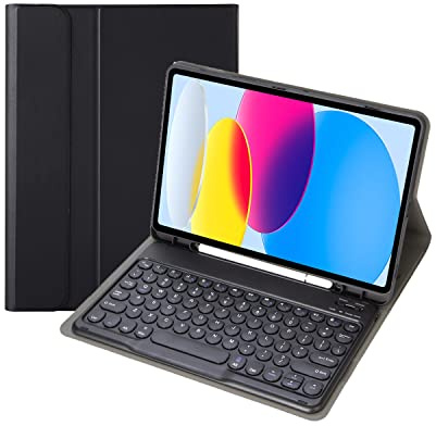 Funda con Teclado para iPad 9,7 Pulgadas, 6.ª Generación 2018, iPad 5.ª Generación 2017, iPad Air 2/1, Pro 9,7 Pulgadas, Contener Ñ, Teclado Bluetooth con Portalápices,Negro