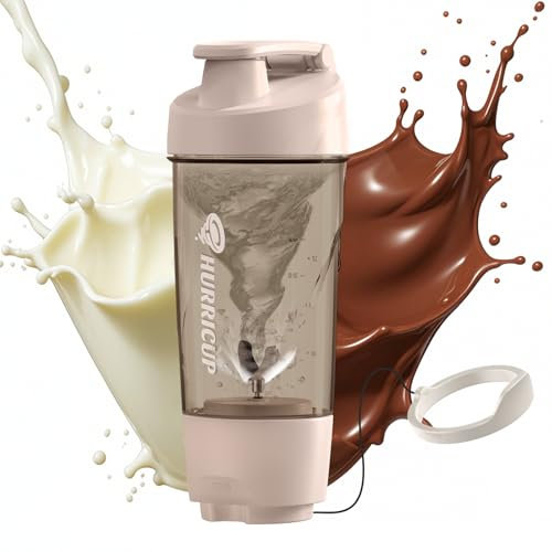 WONDER CORE Hurricup Protein Shaker Bottle - Manuelle Mischtechnologie, kein Schütteln & kein Schaum | BPA-frei, NSF/FDA/RoHS zertifiziert | Tragbar, auslaufsicheres Design | Farbe Milchtee