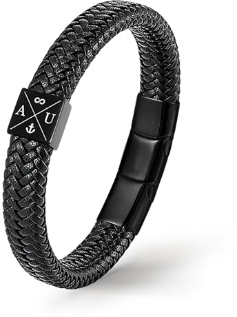 UNIQAL | Personaliesiertes Lederarmband mit Gravur SHAPE Herren Damen | Leather Bracelet mens | Magnetverschluss | handgemacht in Germany
