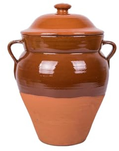 Tinaja de barro artesanal y ecológica de 35 cm. con tapadera y capacidad para 6 litros aproximadamente.