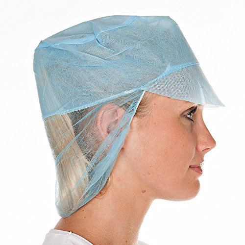 FRANZ MENSCH 500 Stück Hygostar Schirmmützen mit Haarnetz | PP, blau, Ø: 31cm, Spenderbox, Karton, Schirmmützen mit Haarnetz, Baretthauben, Haarschutzhaube