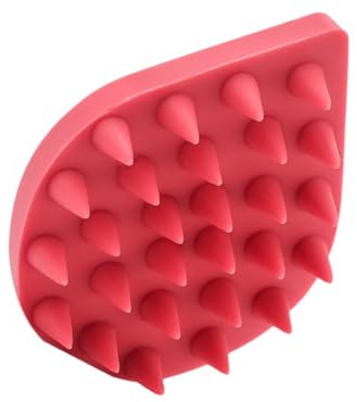 FRCOLOR Rote Silikon Badebürste in Tropfenform Kopfhautmassagebürste mit Shampoo Funktion Komfortabel zu Halten für Kopfhautmassagegeräte