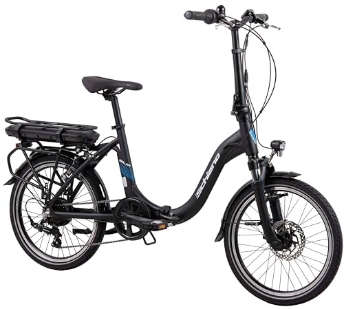 F.lli Schiano Solar, E Bike Klappbar 20 Zoll, 36V 14.5Ah Abnehmbarer Akku, Motor 250W 40Nm, Klapprad Ebike für Herren/Damen, Schwarz-Blau