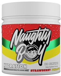 Naughty Boy Hydration Electrolyte Powder, Zero Sugar Hydration Drink Mix with Electrolytes & Creatine, 30 Servings, Strawberry Pineapple