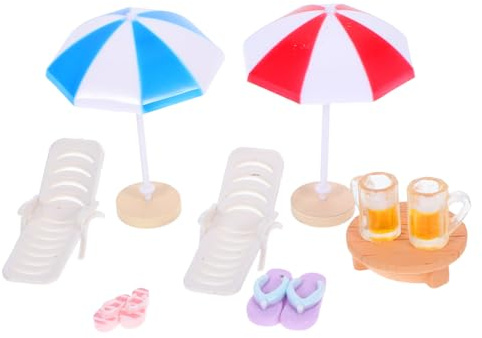 KOMBIUDA 1 Juego Accesorios de Playa Miniatura para Casa de Muñecas Decoración de Sillas Sombrillas y Decoraciones para Creativas de Jardín Infantil