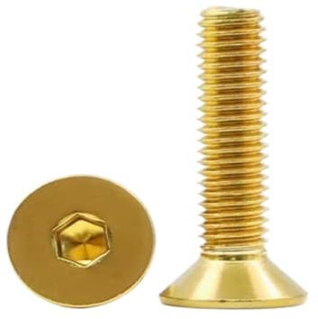 AYYSSM 5-20 Stück DIN7991 M2 M2.5 M3 M4 M5 M6 Edelstahl mit Goldener Farbe Titan vergoldet Flache Sechskant-Senkkopfschraube(M5x12 10pcs)