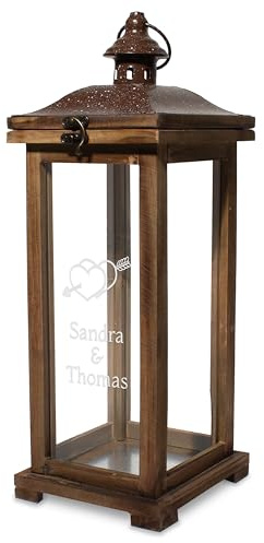 True Statements Personalisierte Holz-Laterne mit Namen – Hochzeitsgeschenk Landhaus-Deko, 42 cm