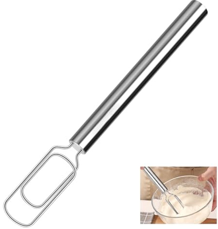 Danish Dough Whisk for Sourdough Starter Mixer Stick, 12 Stainless Steel Dough Whisk, Bread Mixer for Cooking, Mixing, Sourdough, Pizza, Dishwasher Safe