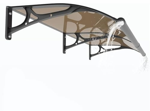 Skyddande polykarbonatmarkis 23,6/31 tum UV regn snö solljusbeständig entré och uteplats skydd med dränering idealisk för verandafönster och däck (D 60 x 80 cm)