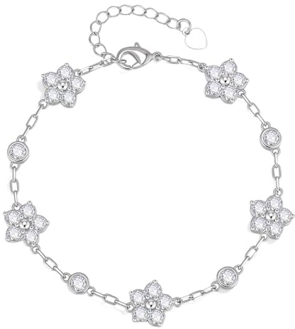 TempBeau Armband Damen Gold Kleeblatt Armband - 18K Vergoldet Armreif mit Zirkonia für Frauen, Verstellbar Freundschaftsarmband Weißgold Plattiert Schmuck Geschenke Mutter Ehefrau Freundin