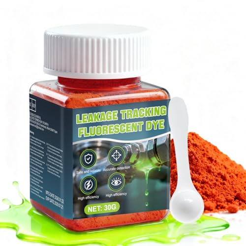 WEILAOK Fluoresceína, Colorante Trazador Intenso, Tinte para Fugas de Agua | 30g Tinta Fuga Piscina para Detección de Fugas, Piscinas, SPA, Fontanería, Techos