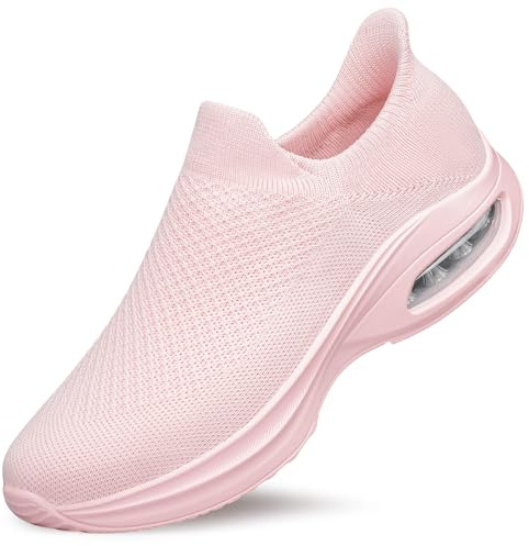 CASOSTELLY Women's Slip-On Air Cushion Trainers Lightweight Breathable Knit Upper Comfort Wedge Walking Shoes Casual Sock Sneakers for Ladies